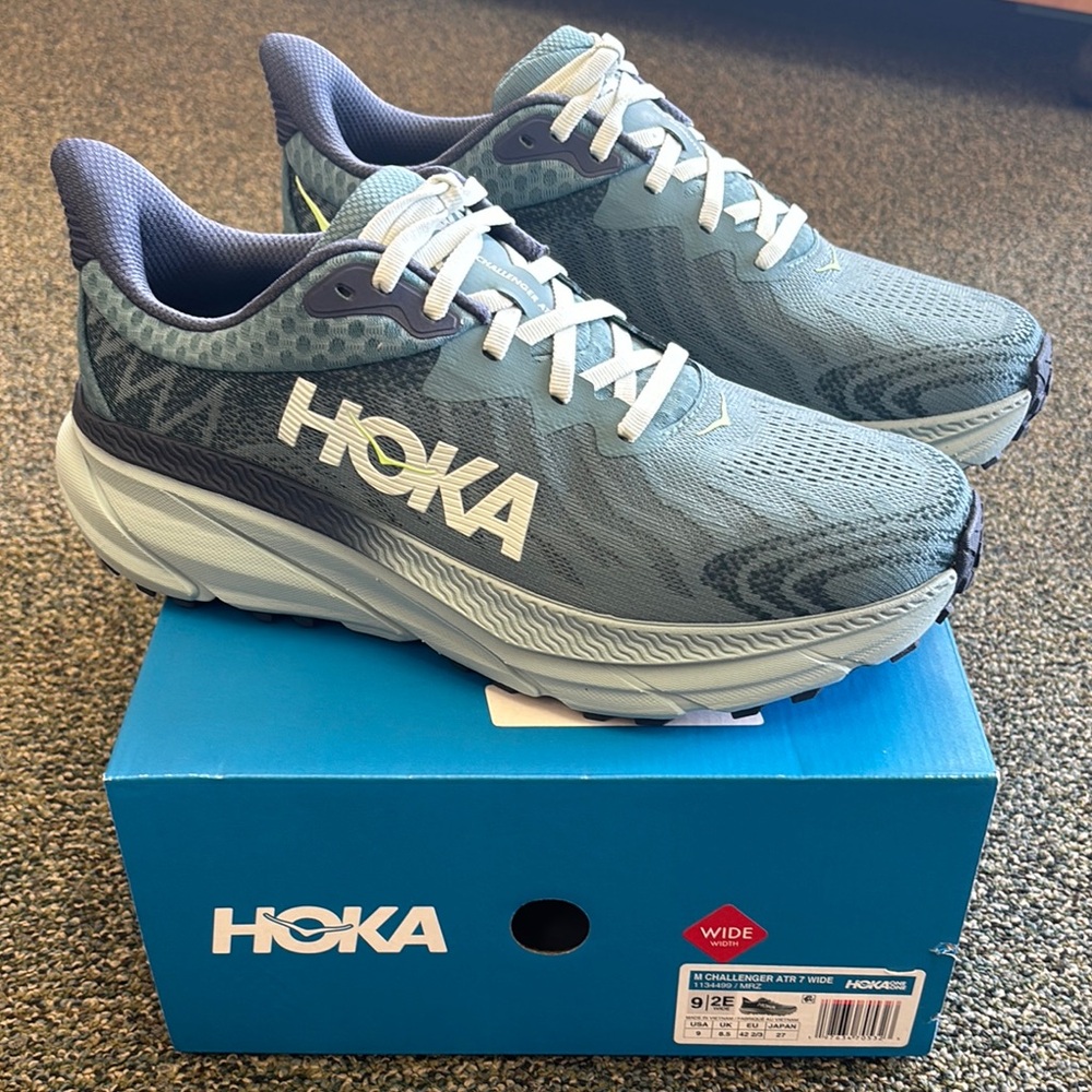 Hoka Gray and White Running Shoes